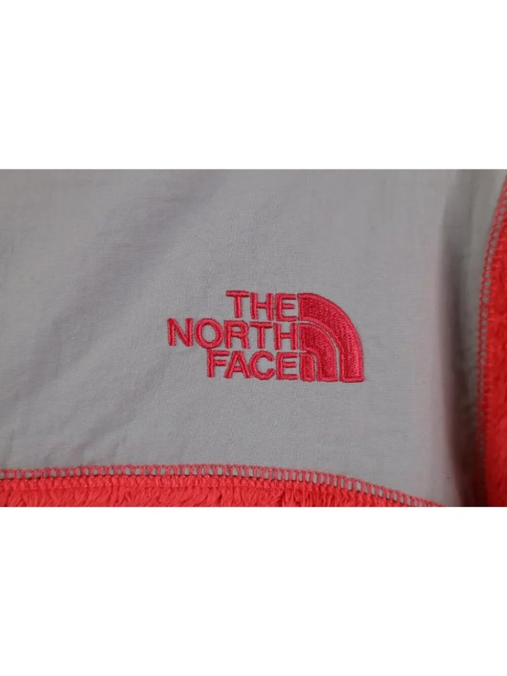 Vtg Y2K The North Face Girls Large Spell Out Shag Fleece Full Zip Jacket Pink